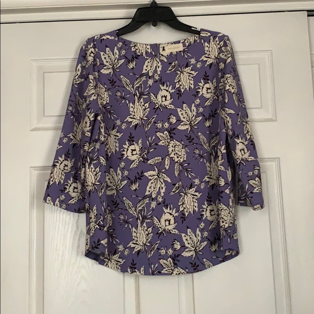 Lavender floral print blouse